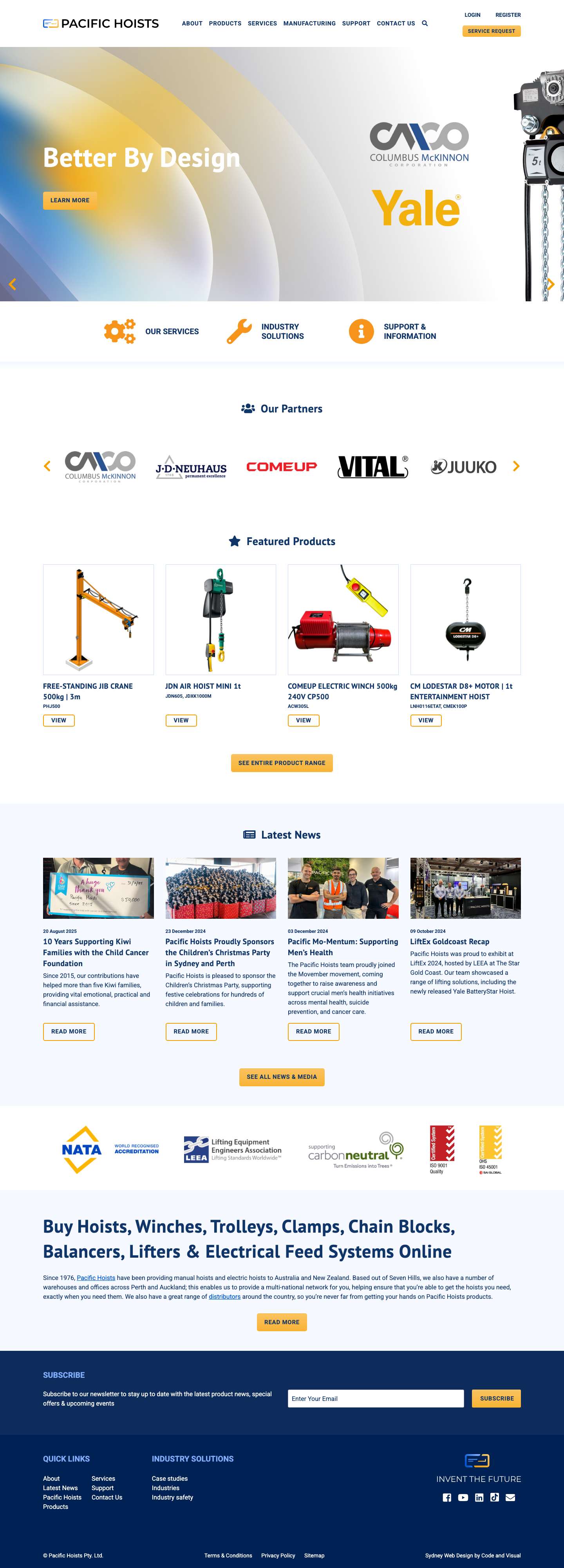 Hoists & Material Handling Equipment Australia | Pacific Hoists - Full Screenshot