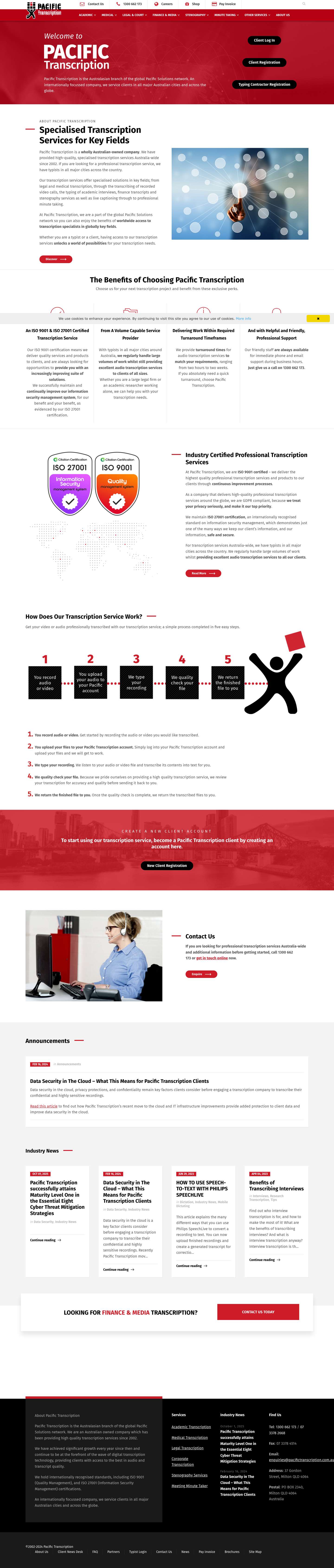 Professional Transcription Services Australia | Certified Transcription - Full Screenshot