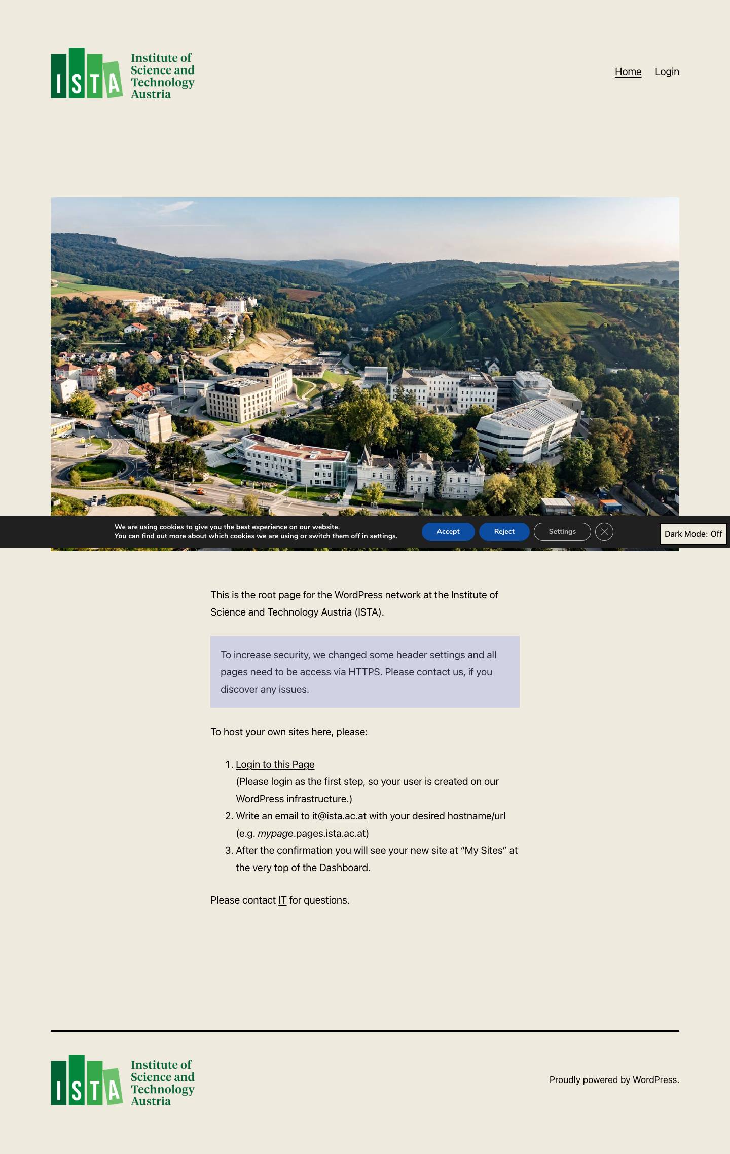 pages – The WordPress network at the Institute of Science and Technology Austria (ISTA) - Full Screenshot