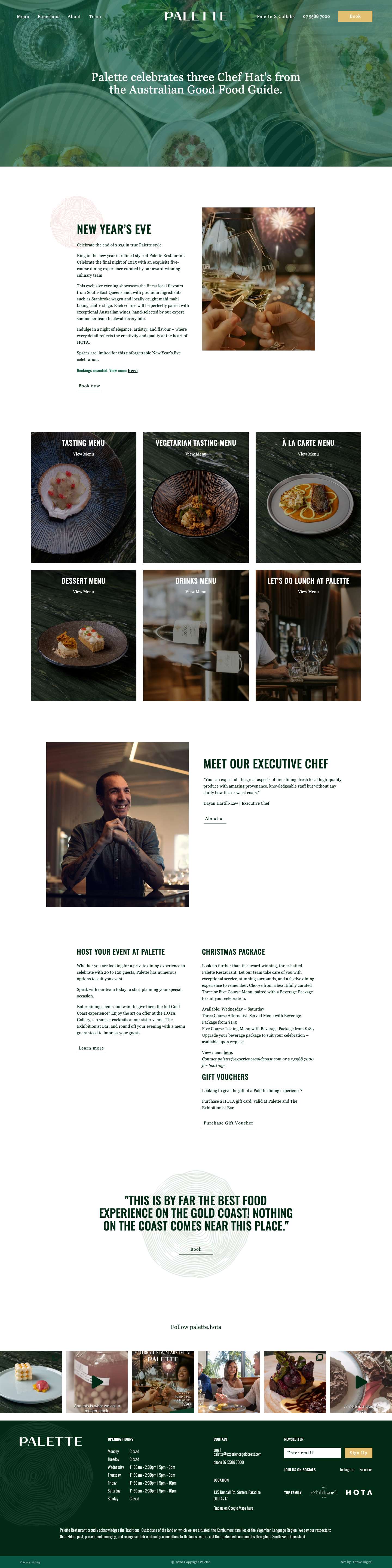 Palette - Gold Coast's Three Hat fine dining restaurant.Group 34Group 34 - Full Screenshot