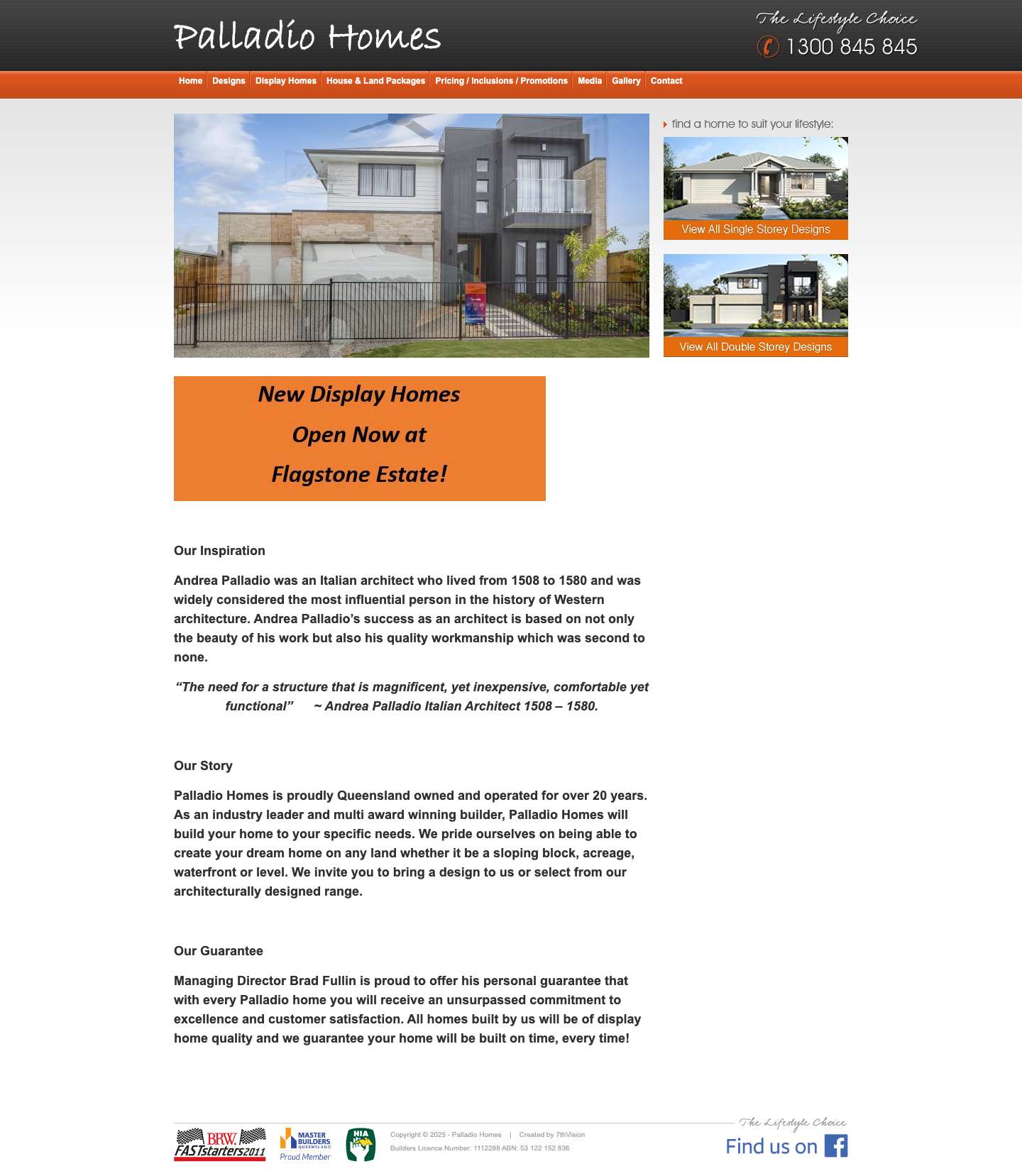 Palladio Homes :: Display Homes, Custom Designs, Standard Designs, Builders Gold Coast - Full Screenshot