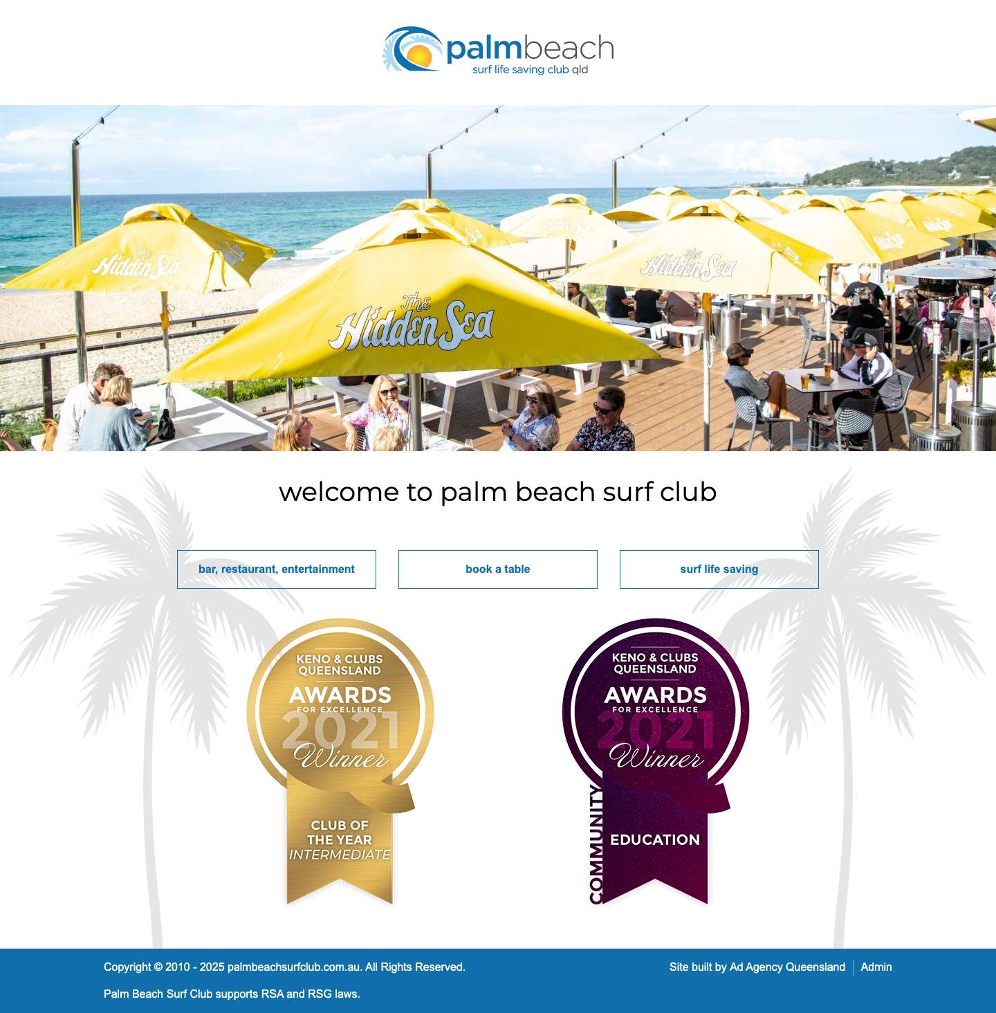 Palm Beach Surf Club | Home - Full Screenshot