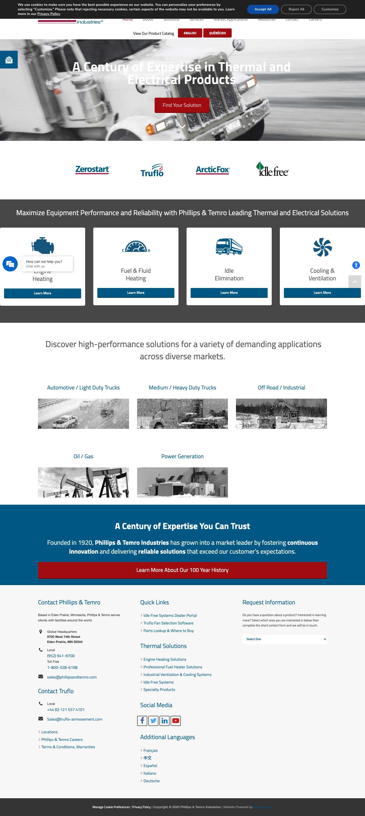 Engine & Fuel Heating, Idle Free Systems, EV Charging and Cooling | PTI - Full Screenshot