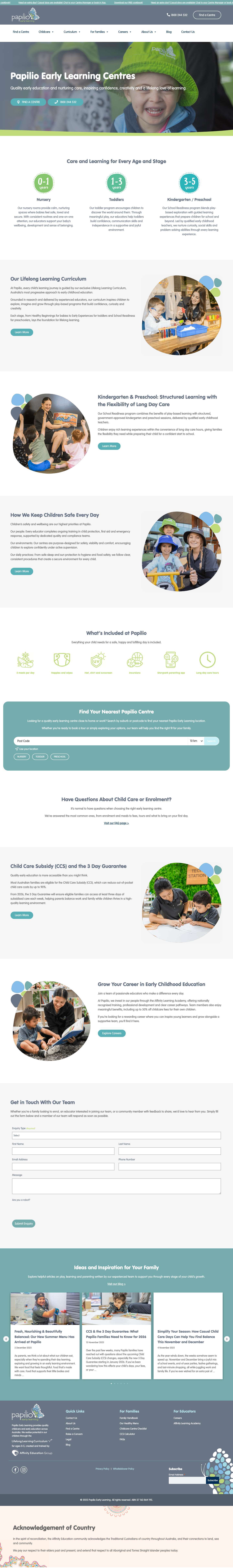Papilio Early Learning - Childcare and Early Education - Full Screenshot