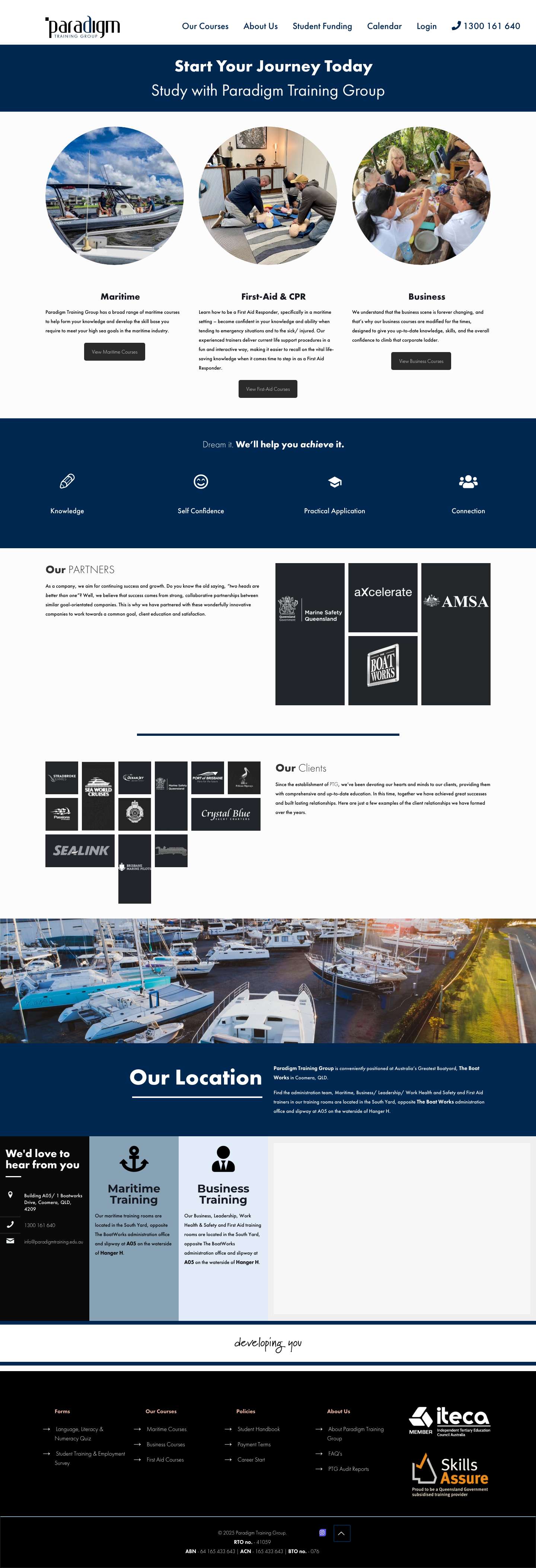 Maritime, First Aid & Business Courses Gold Coast | Paradigm Training Group - Full Screenshot