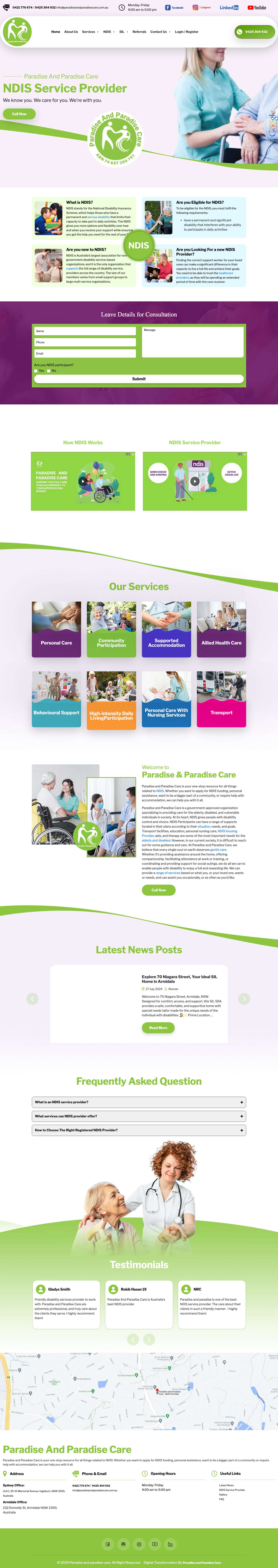 NDIS Service Provider | Australia | Paradise and Paradise CareNDIS Service Provider | Australia | Paradise and Paradise Care - Full Screenshot