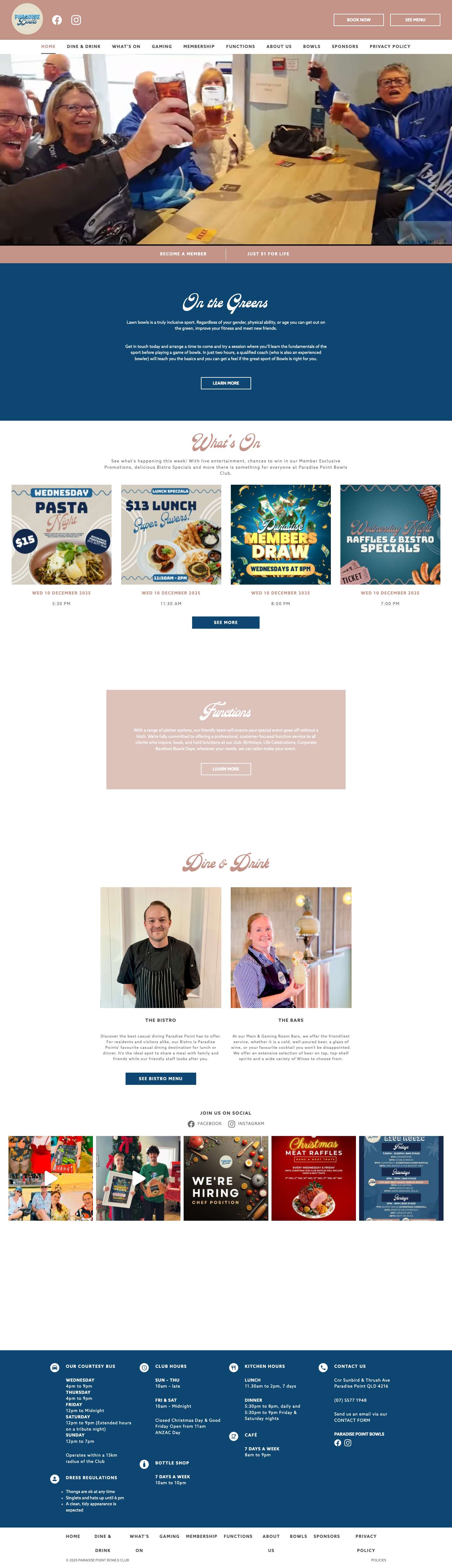 Home - Paradise Point Bowls Club - Full Screenshot