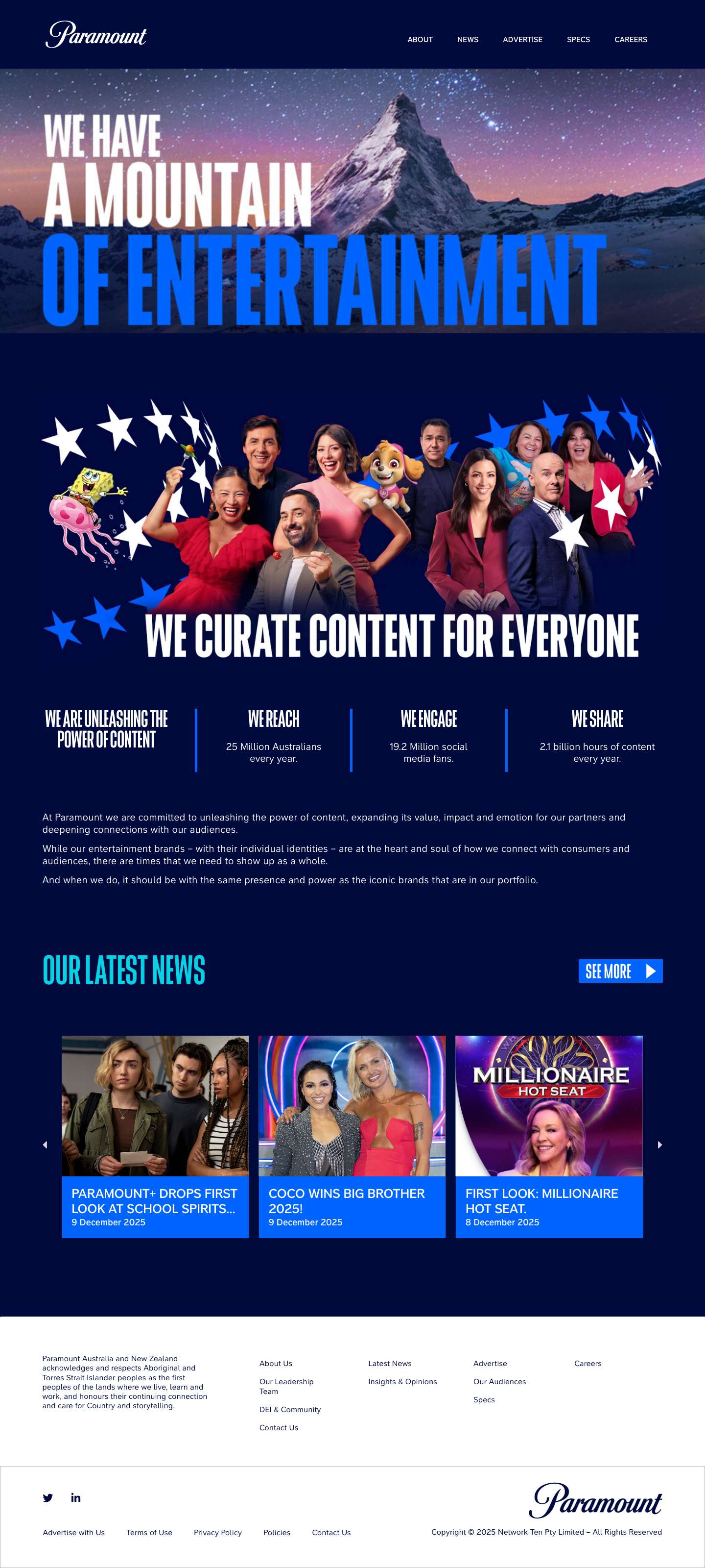 Home - Paramount Australia & New Zealand | Corporate - Full Screenshot