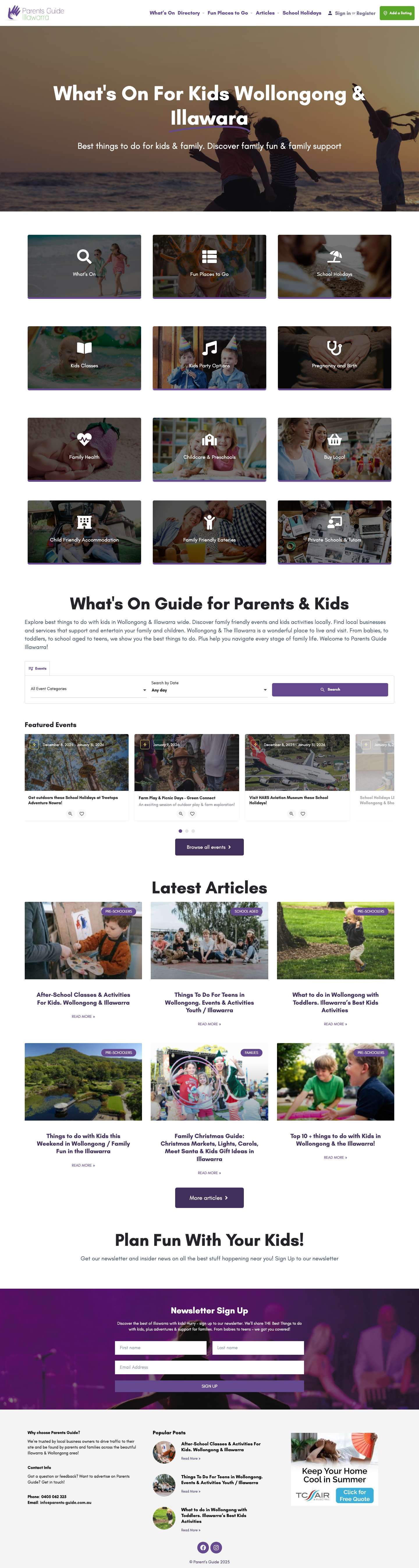 Home - Parents Guide Illawarra - Full Screenshot