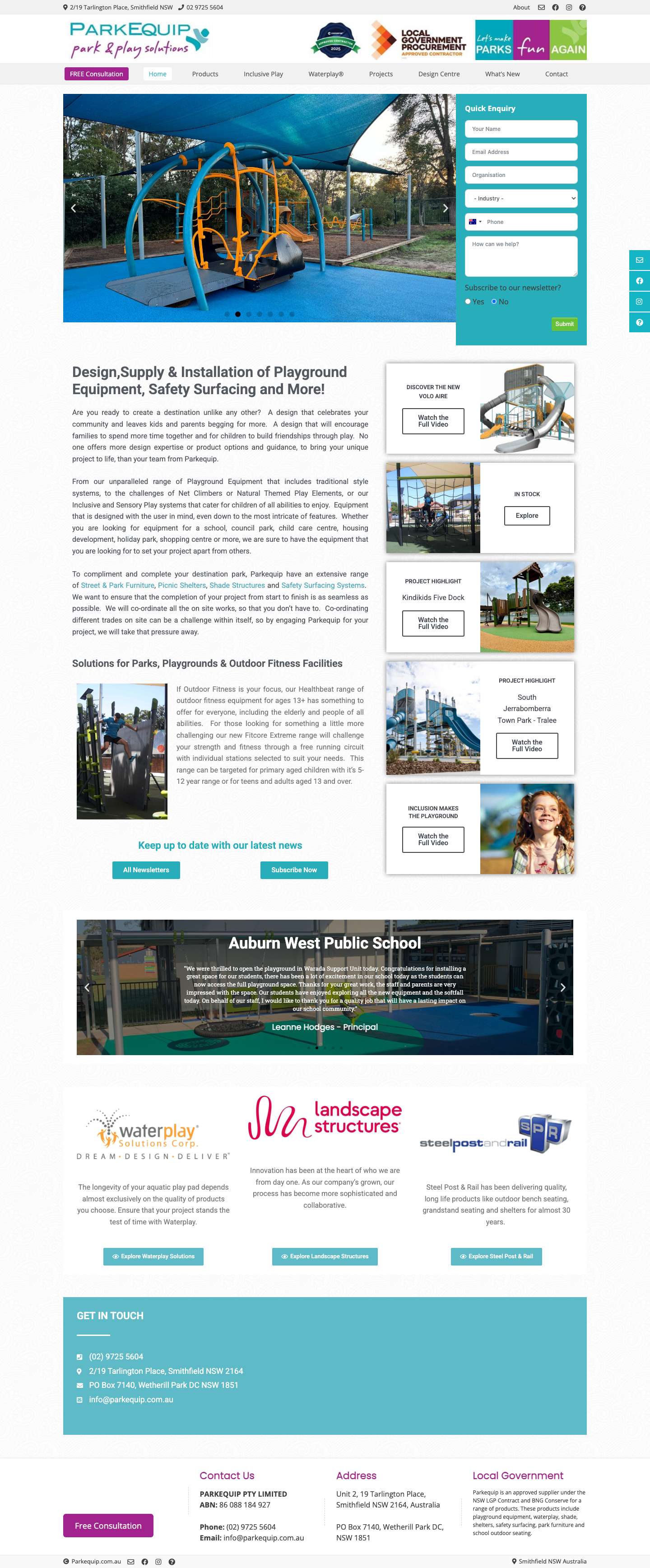 Waterplay® & Playground Equipment Design • Supply • Install - Full Screenshot