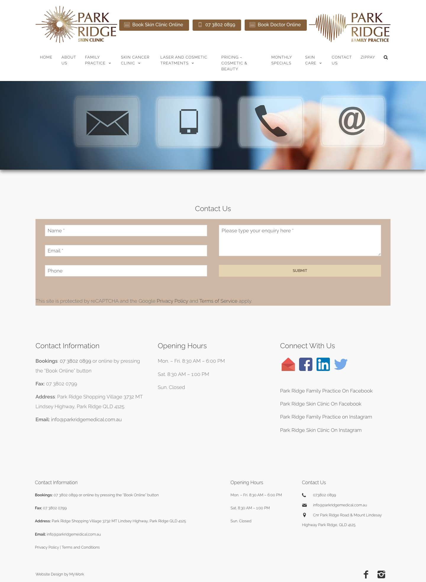 Contact Us | Park Ridge Medical Centre - Full Screenshot