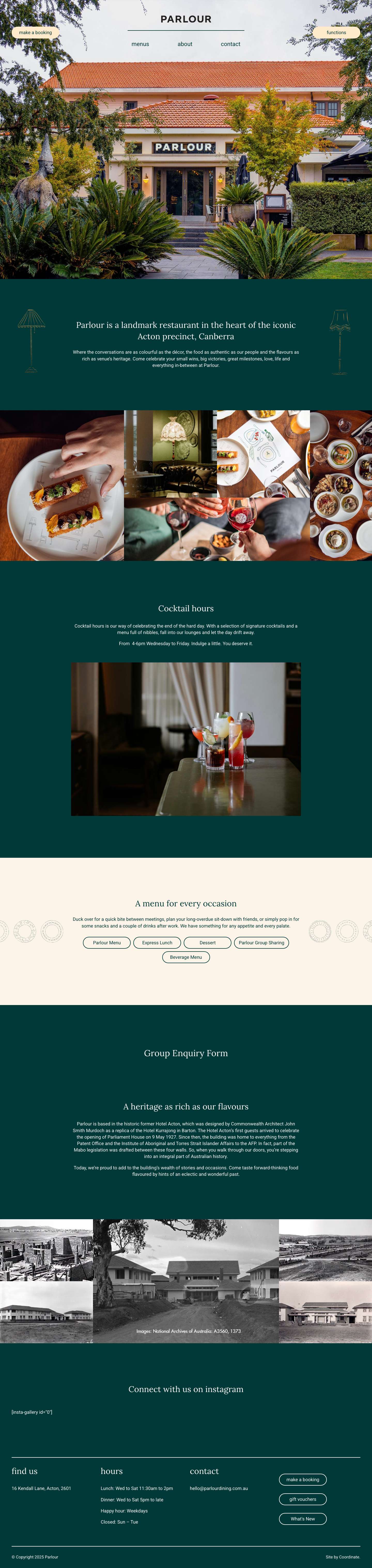 Parlour | Best restaurant in the heart of Canberra - Full Screenshot