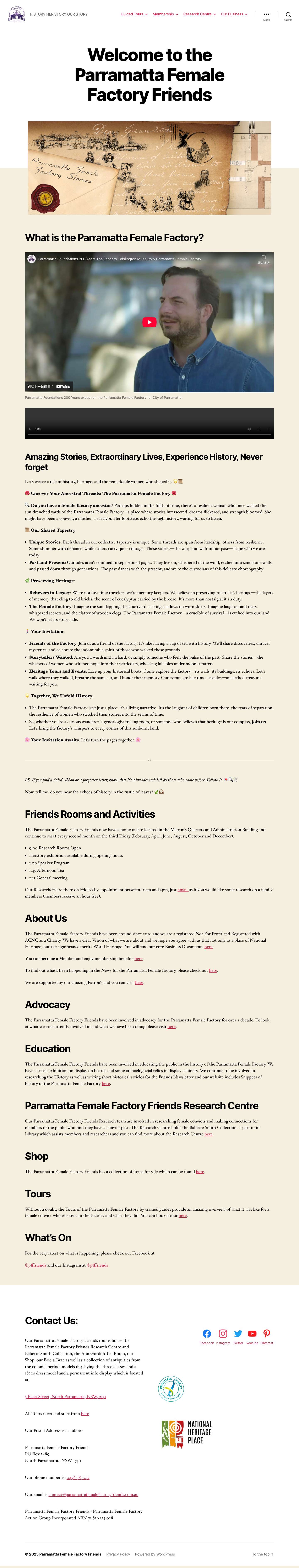 Welcome to the Parramatta Female Factory Friends - Parramatta Female Factory Friends - Full Screenshot