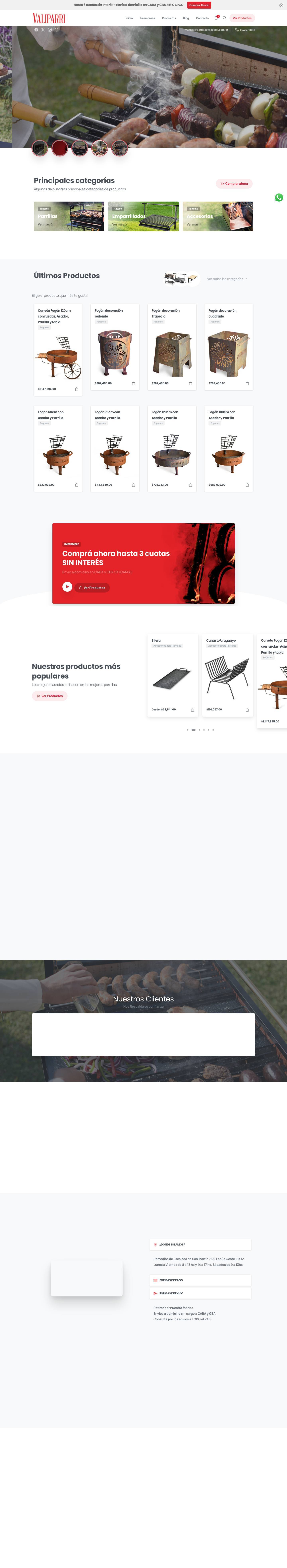 Parrillas Valiparri – Línea de parrillas, rodantes, plegables, emparrillados para amurar y accesorios. - Full Screenshot