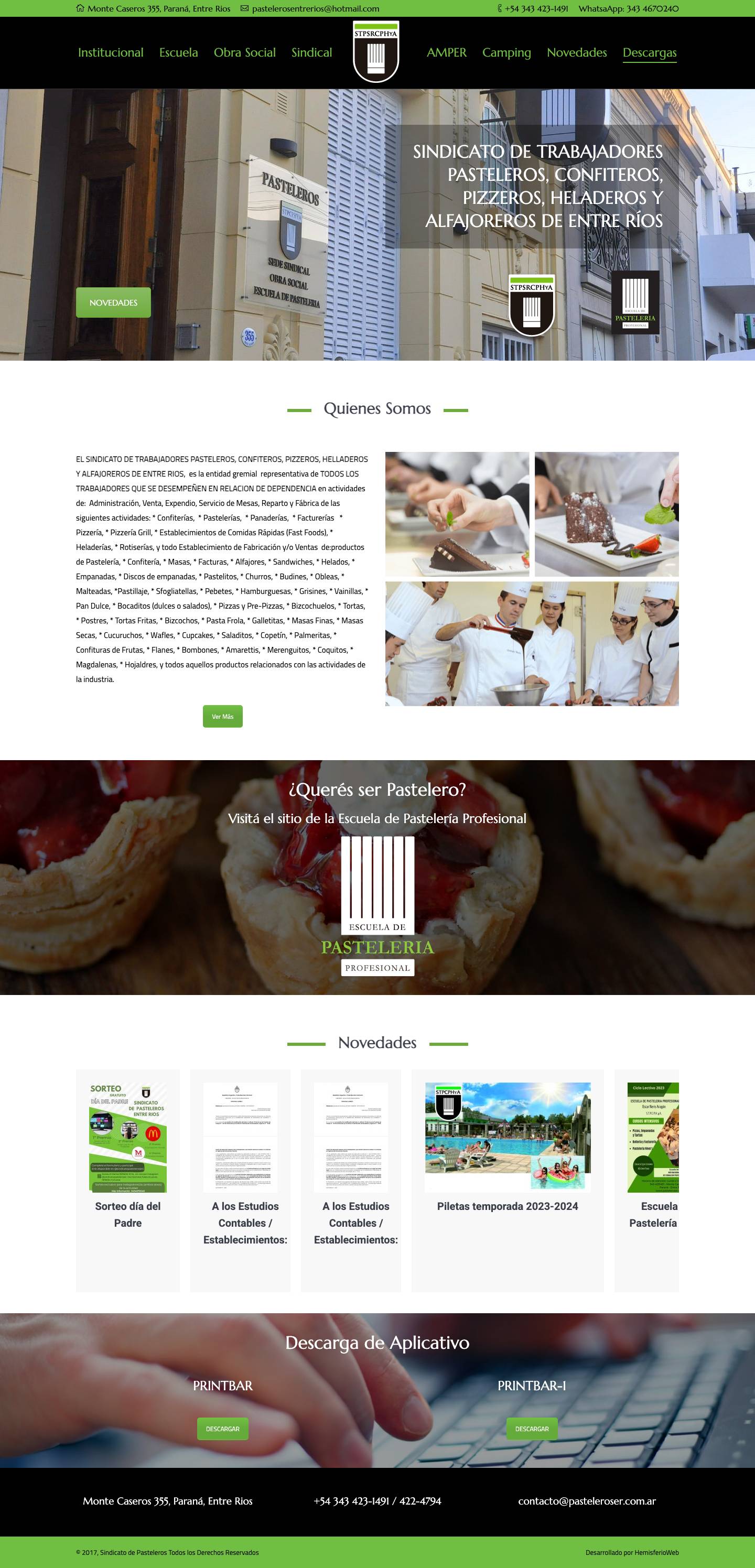 Inicio - Sindicato de Pasteleros de Entre Rios - Full Screenshot