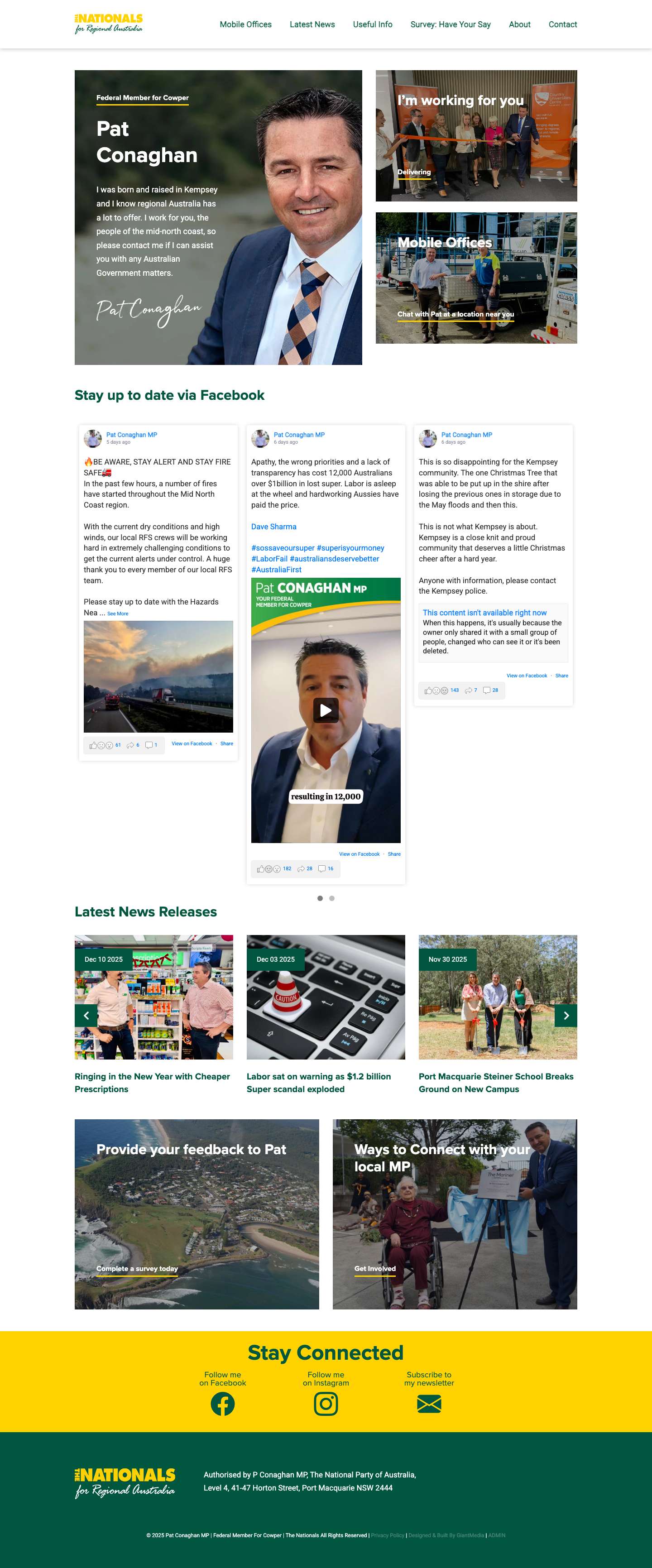 Pat Conaghan MP | Federal Member For Cowper | The Nationals | The Nationals | Federal Member For CowperComments Box SVG icons - Full Screenshot