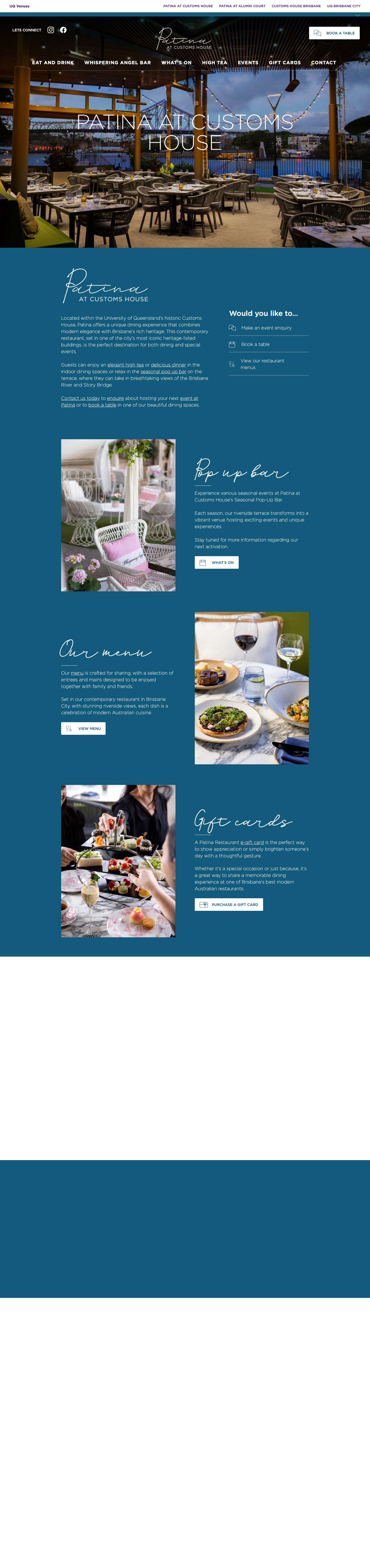 Modern, Contemporary Restaurant in Brisbane’s Customs House — Patina at Customs House - Full Screenshot