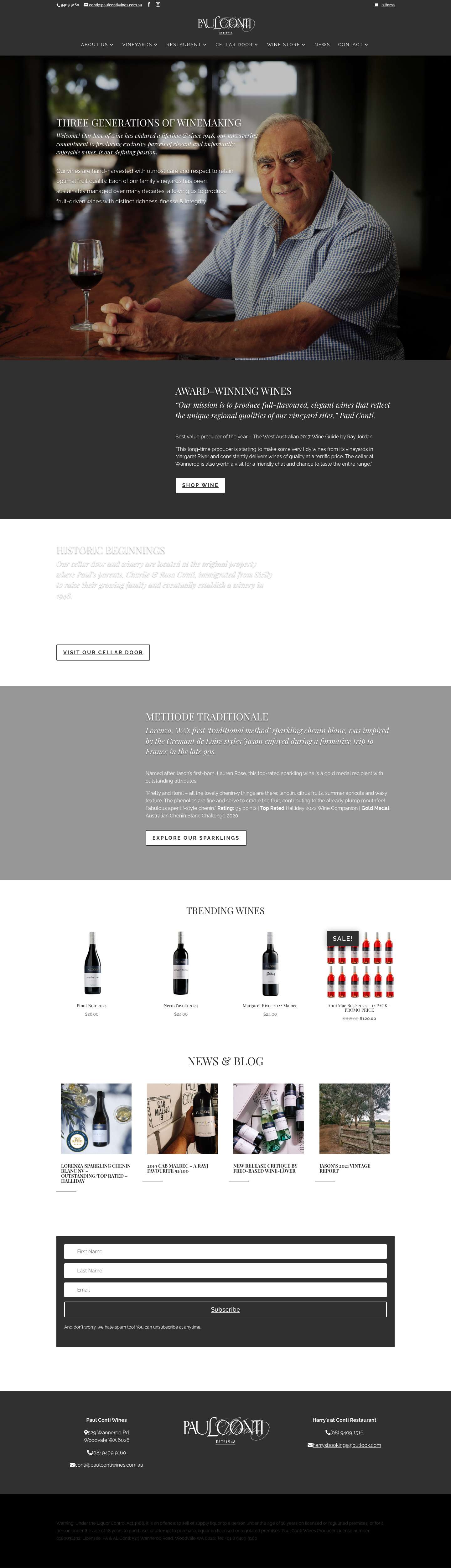 Paul Conti Wines - Sicilian Passion with an Australian Twist - Full Screenshot