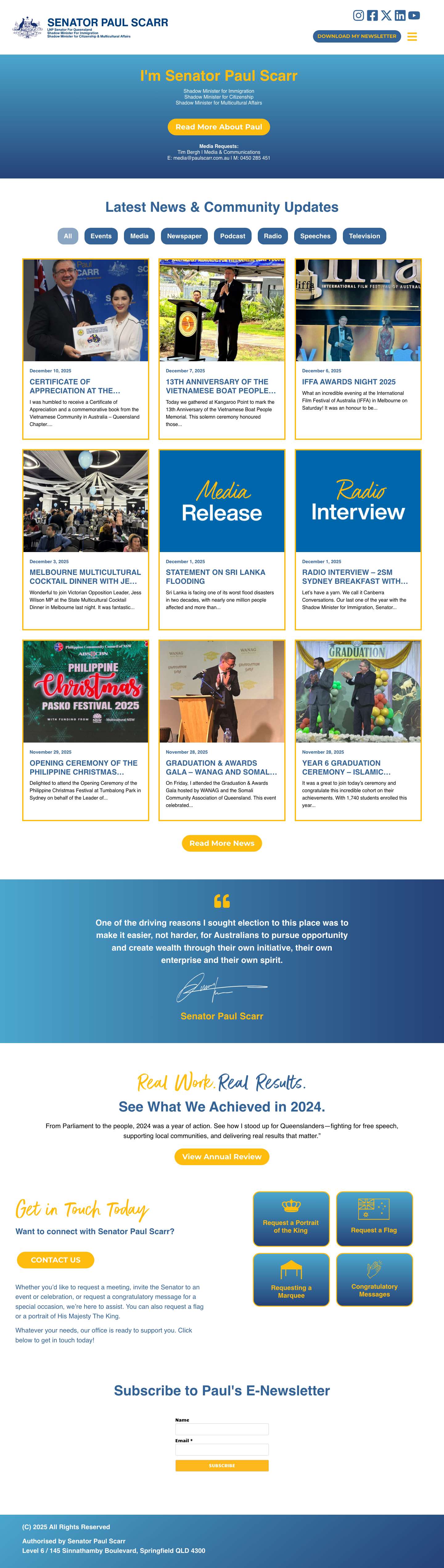 Senator Paul Scarr – Standing Up for Queensland & Your Freedoms - Full Screenshot