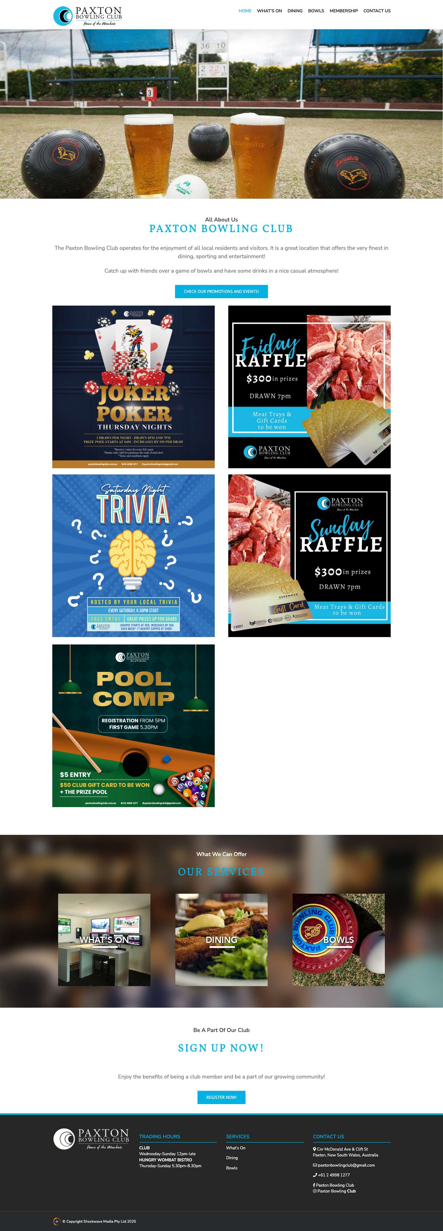 HOME - Paxton Bowling Club - Full Screenshot