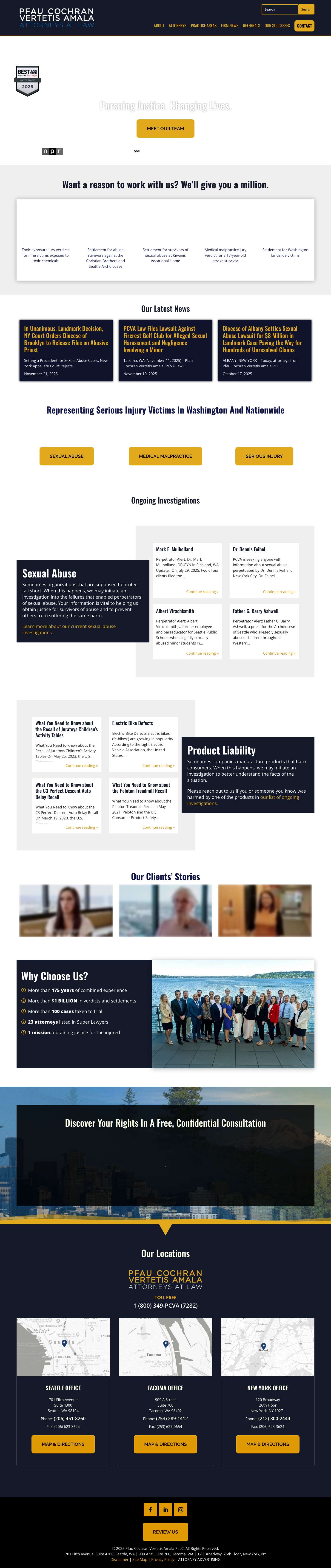 PCVA Law • Seattle & Tacoma Personal Injury Trial Attorneys - Full Screenshot