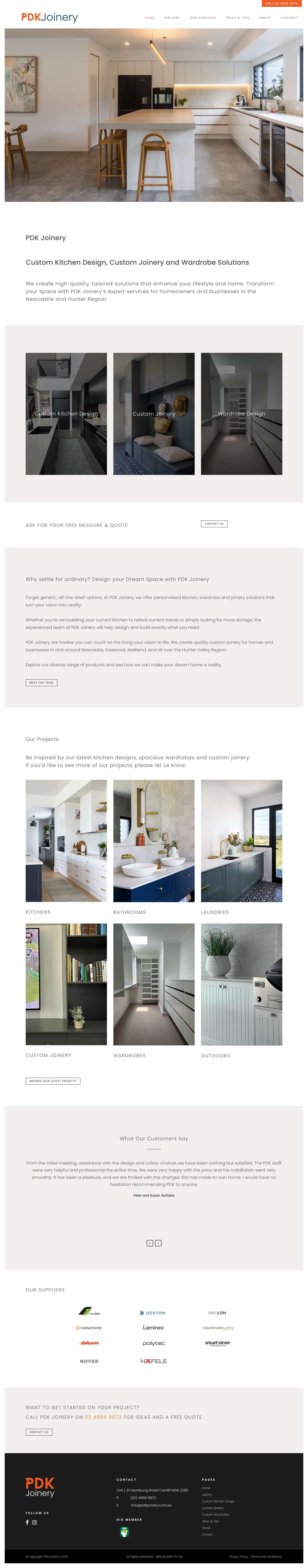 PDK Joinery | Custom kitchen design | Newcastle NSW - Full Screenshot