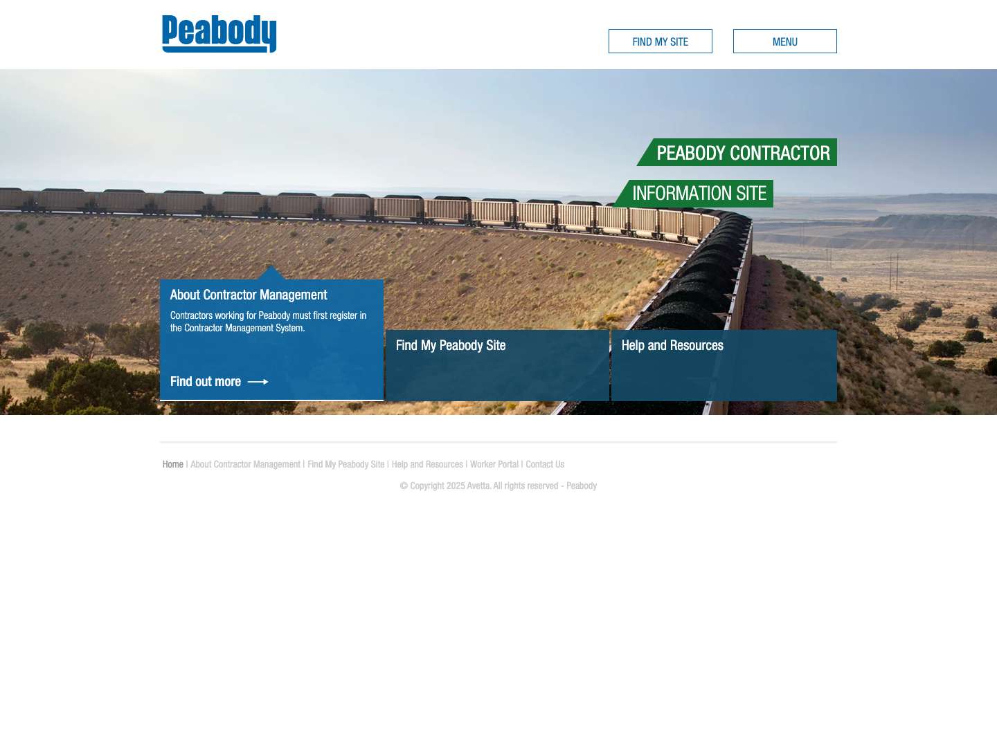 Peabody ContractorsPeabody Contractors – Just another Onsite Customer Portal site - Full Screenshot