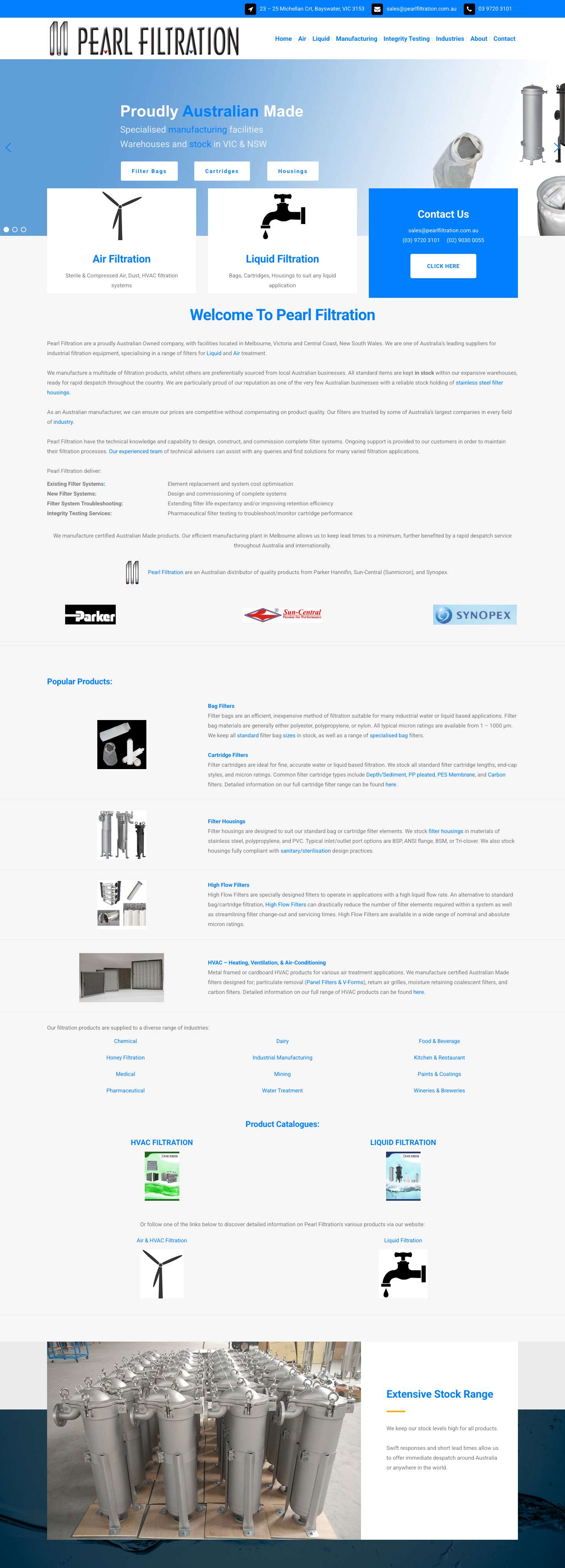 Pearl Filtration - Specialists in Liquid & Air Filtration - Full Screenshot