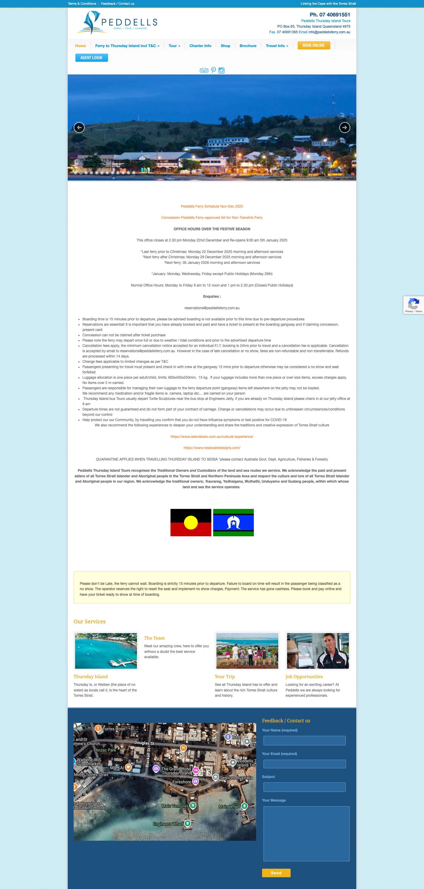 Home - Peddell's Ferry - Linking the Cape with the Torres Strait - Full Screenshot