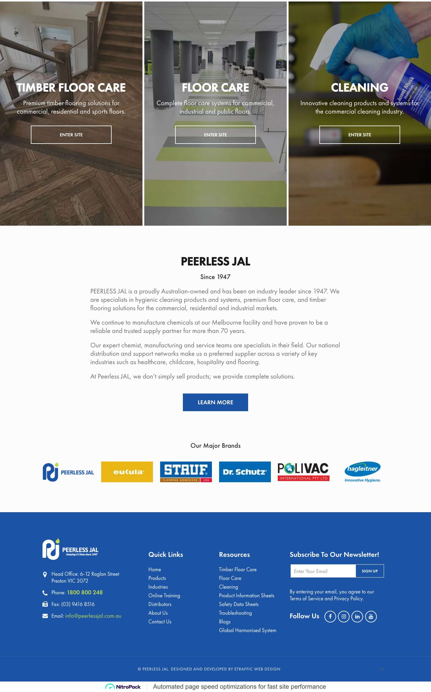 Commercial Cleaning Solutions & Total Floor Care | Peerless Jal - Full Screenshot