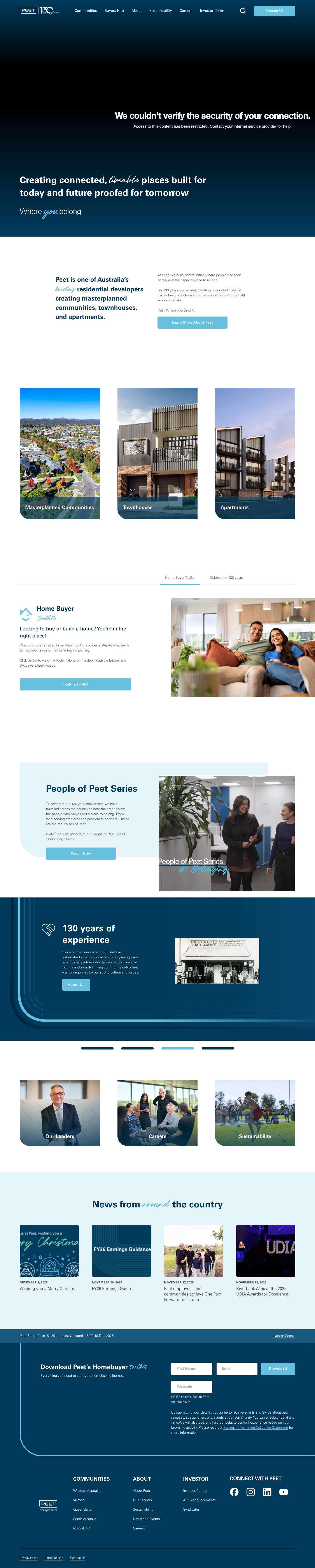 Peet Limited | Where you belong - Full Screenshot