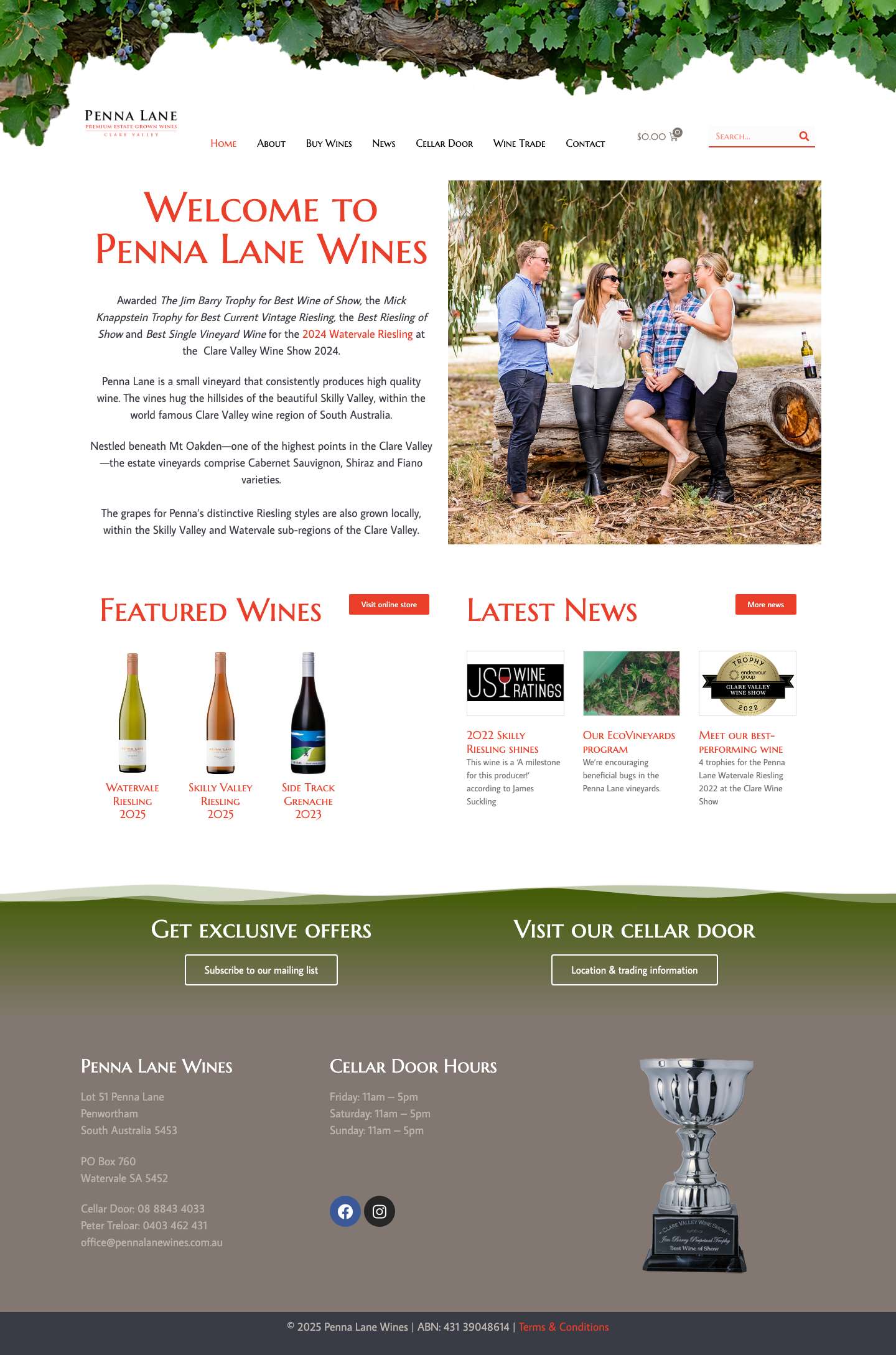 Welcome to Penna Lane Wines - Penna Lane Wines - Full Screenshot