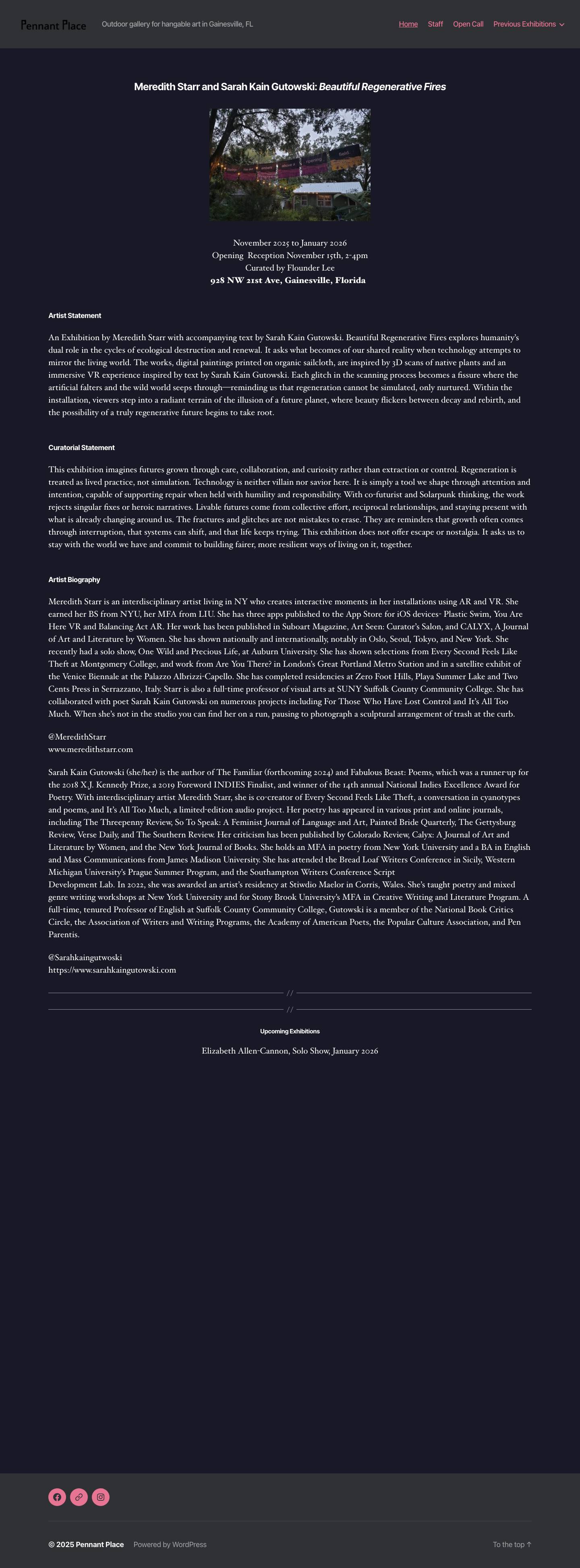 Pennant Place – Outdoor gallery for hangable art in Gainesville, FL - Full Screenshot