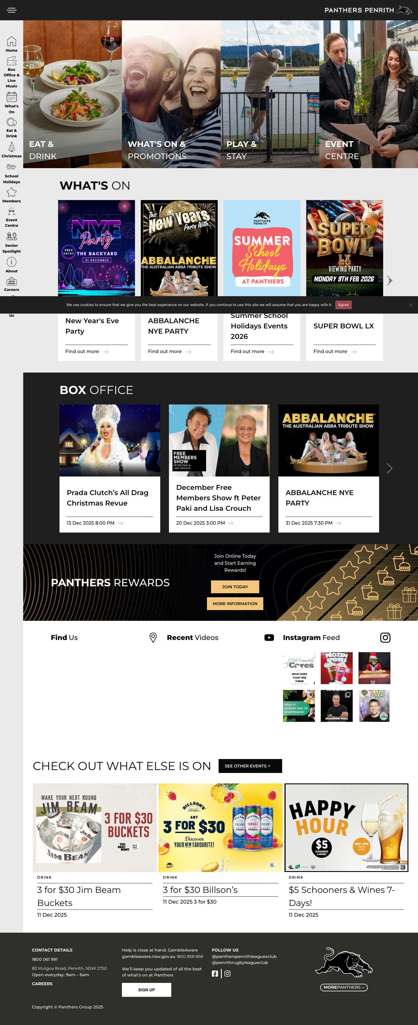 Panthers Penrith Leagues Club | Eat, Drink, Play | We Got It All - Full Screenshot