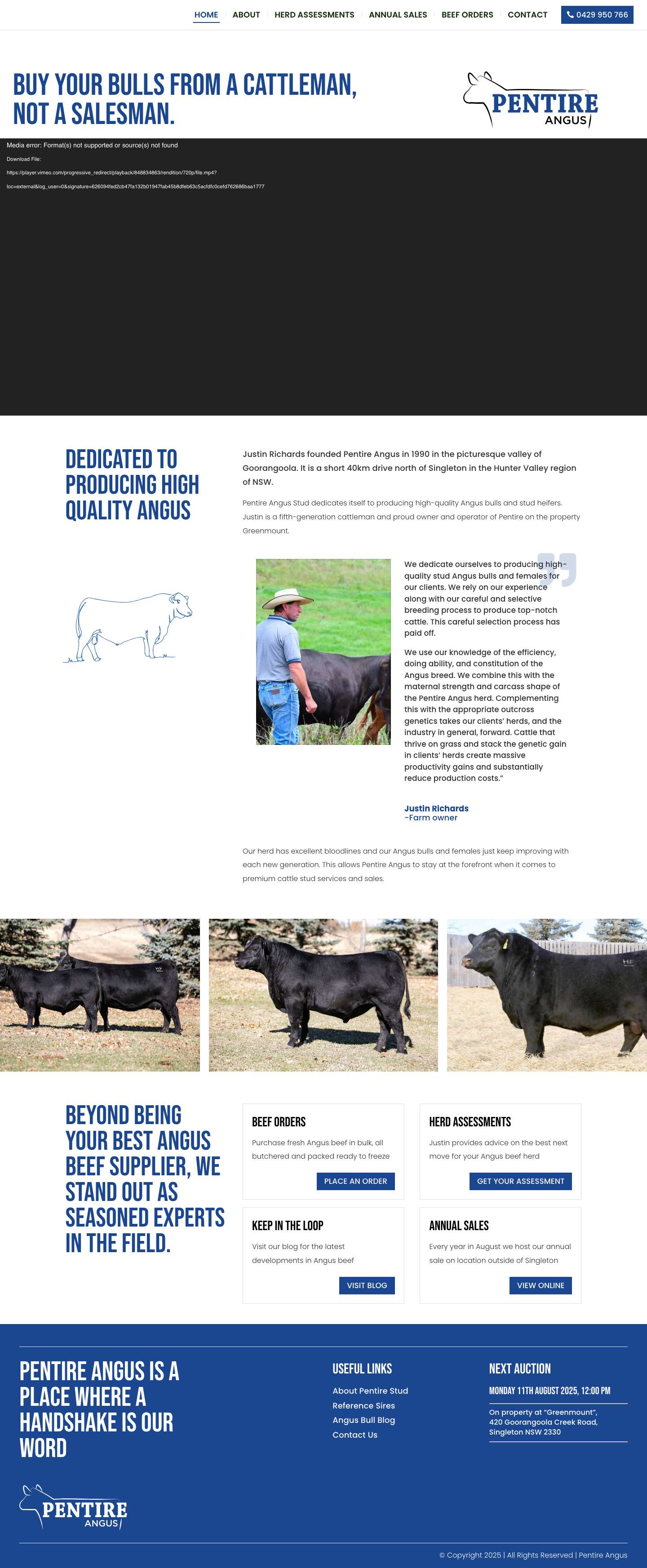 Pentire Angus Stud | High-Quality Bulls & Beef, Hunter Valley, NSW - Full Screenshot