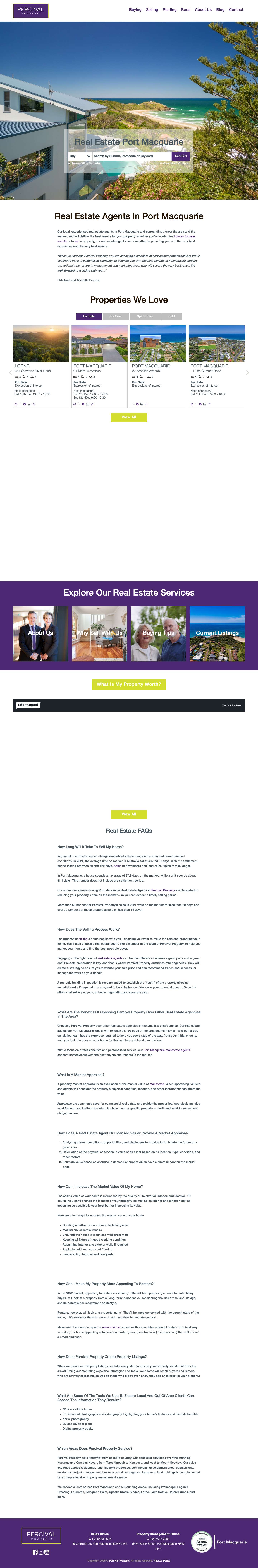 Real Estate Port Macquarie | Percival Property - Full Screenshot