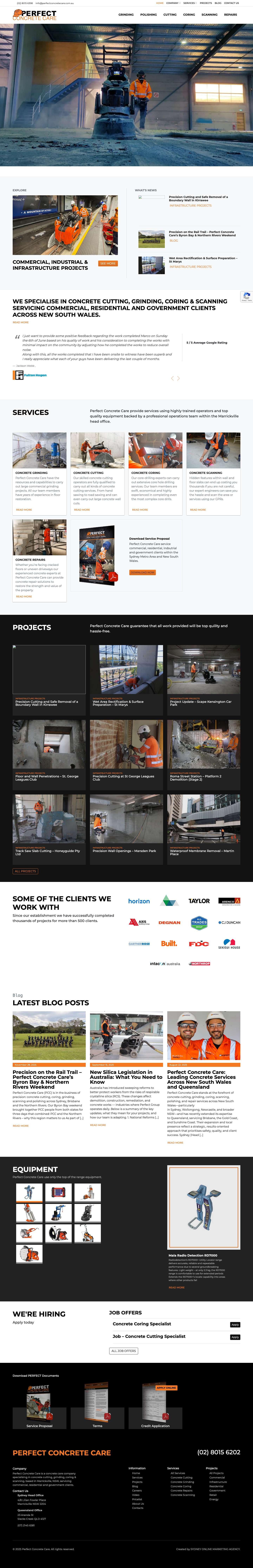 Concrete Cutting, Grinding & Drilling Sydney — Perfect Concrete Care - Full Screenshot