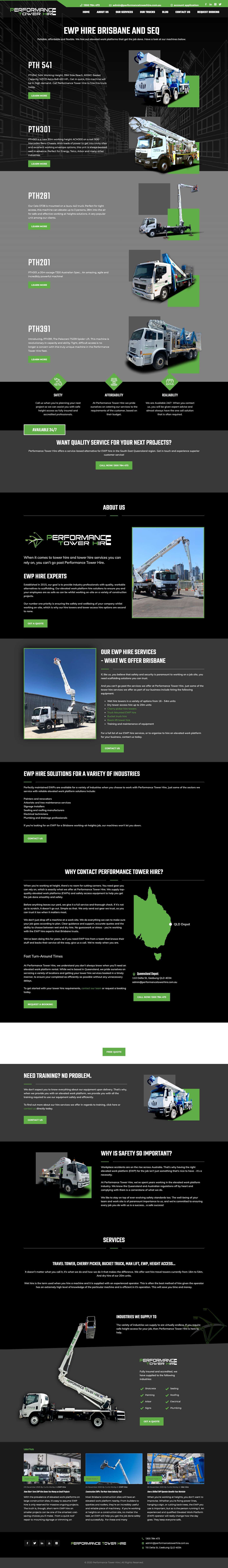Reliable EWP Hire Brisbane | Performance Tower Hire - Full Screenshot