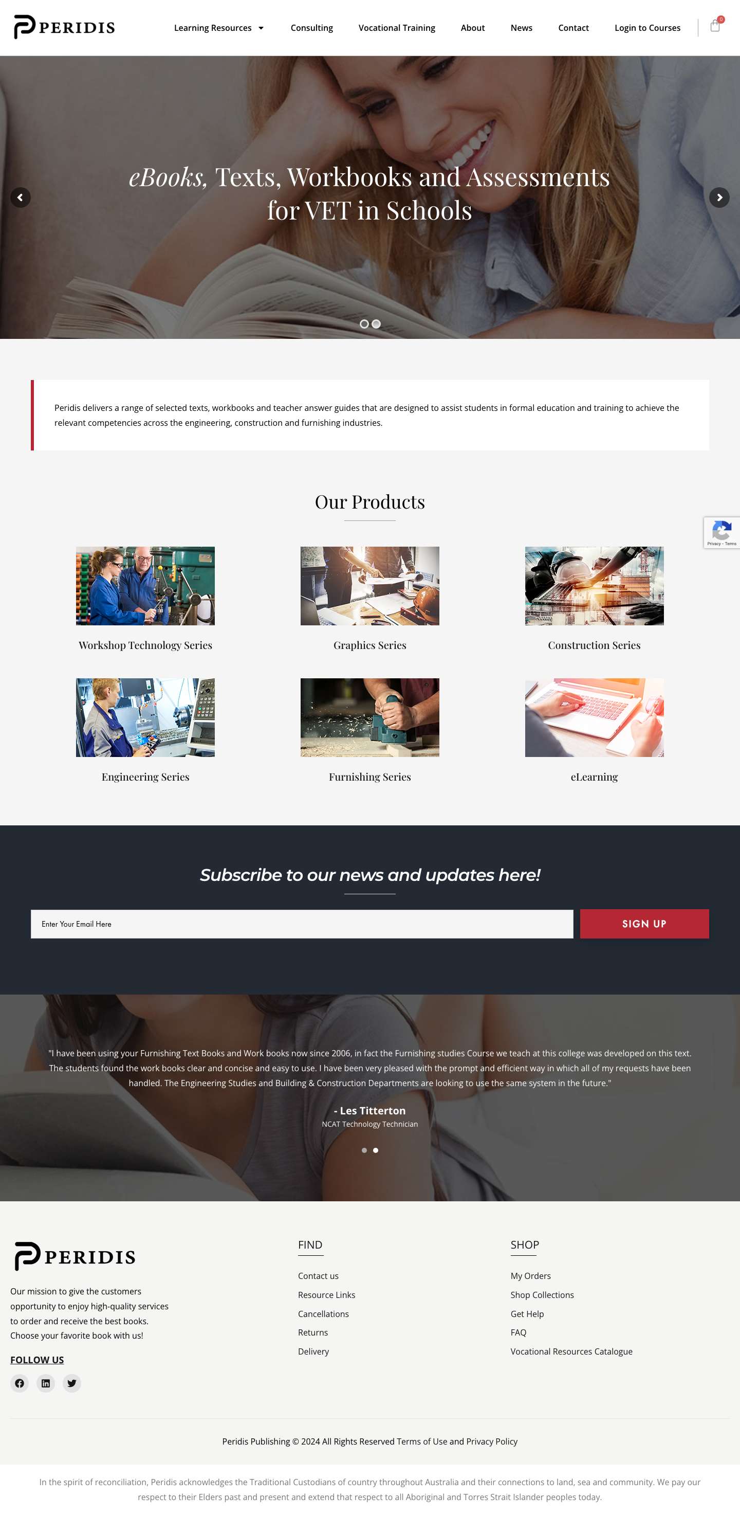 PERIDIS | eBooks, Texts, Workbooks and Assessments for VET in Schools - Full Screenshot