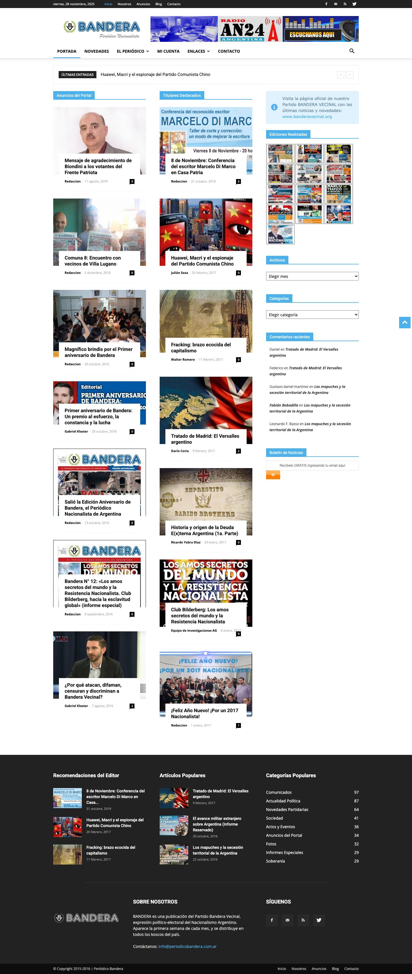 Periódico Bandera | Publicación mensual del Partido Bandera Vecinal - Full Screenshot