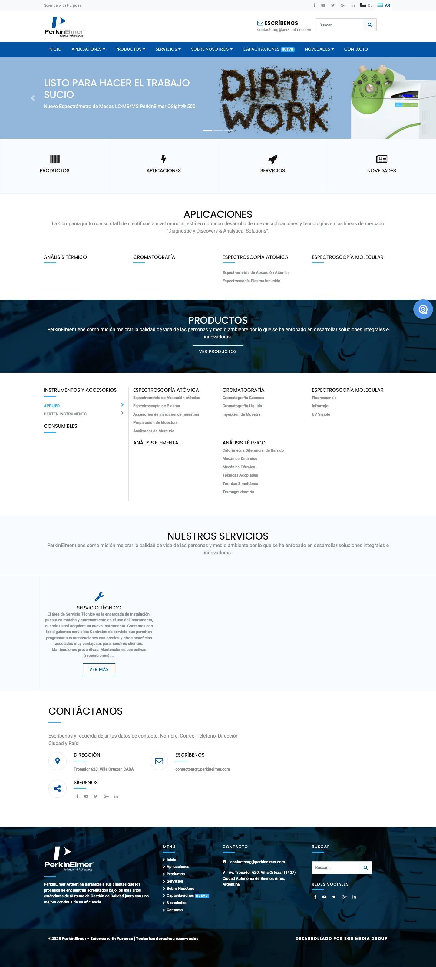 Perkinelmer Argentina | Productos I Servicios I Capacitaciones I Visítenos - Full Screenshot