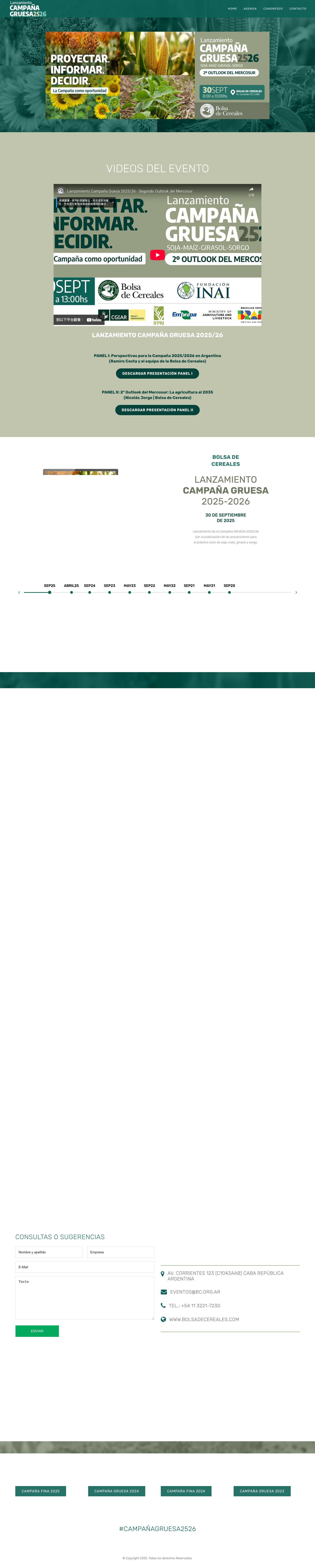 Lanzamiento Campaña Gruesa 25-26 - Perspectivas Agrícolas - Bolsa de Cereales de Buenos Aires - Full Screenshot