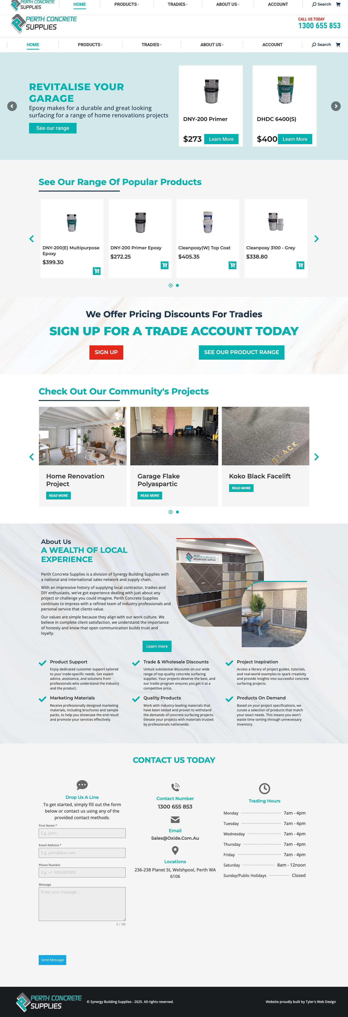 Perth Concrete Supplies – For all of your concrete surfacing needs - Full Screenshot