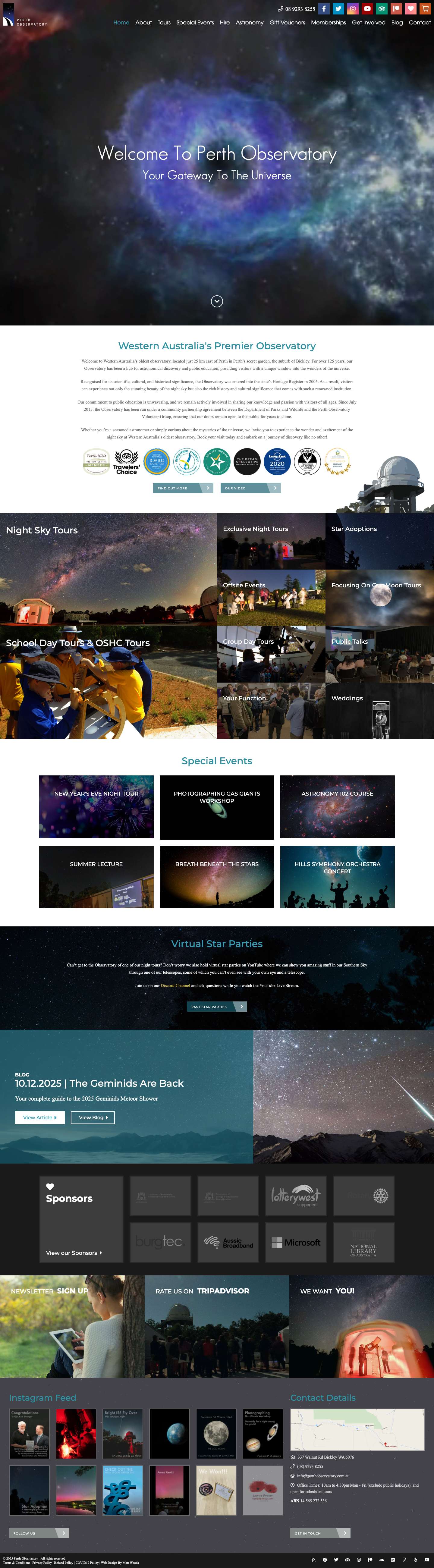 Home - Perth Observatory - Full Screenshot