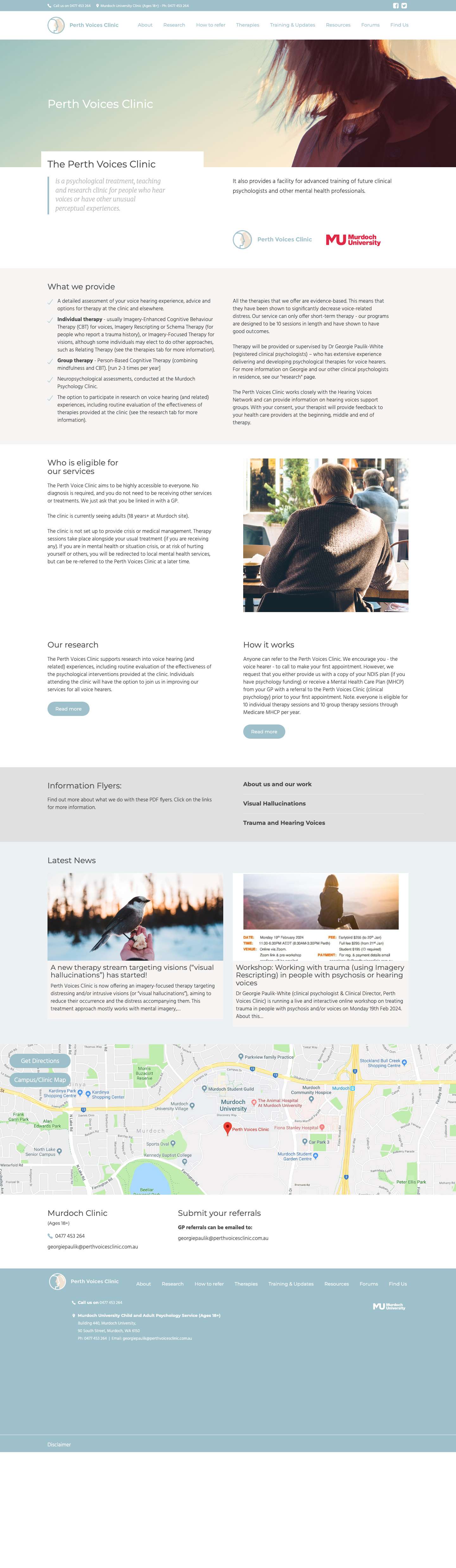 Perth Voices Clinic | A psychological treatment, teaching and research clinic for people who hear voices. - Full Screenshot