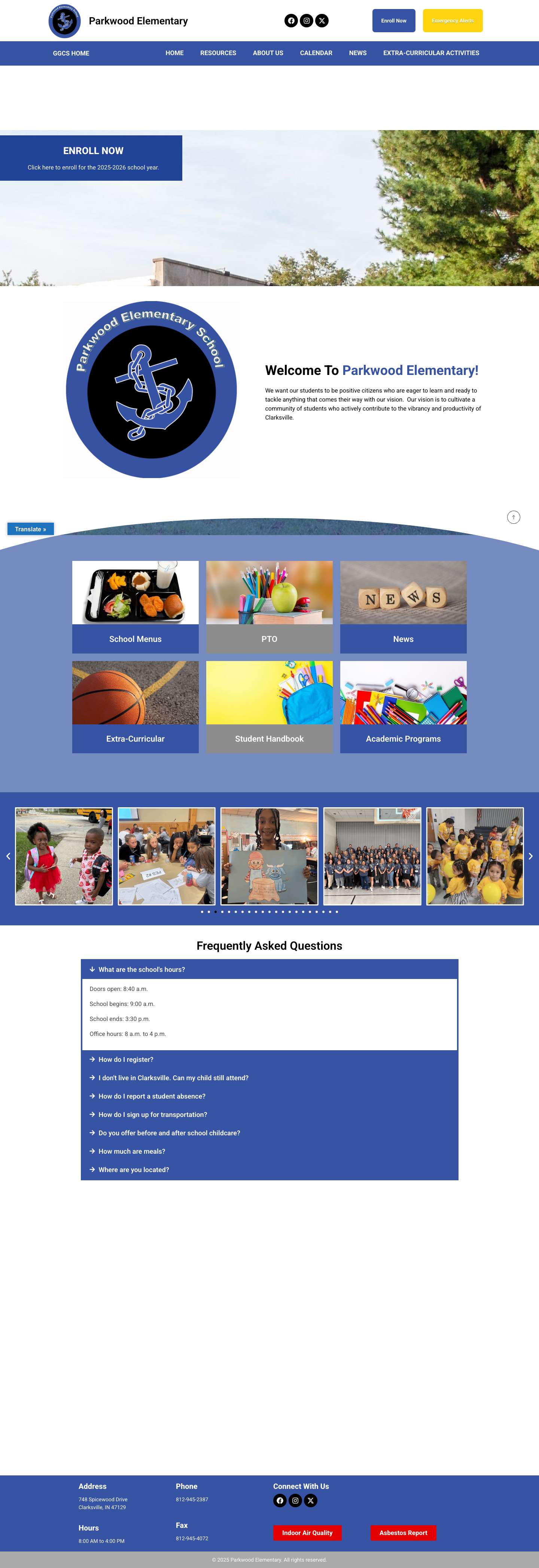 Home - Parkwood Elementary - Full Screenshot