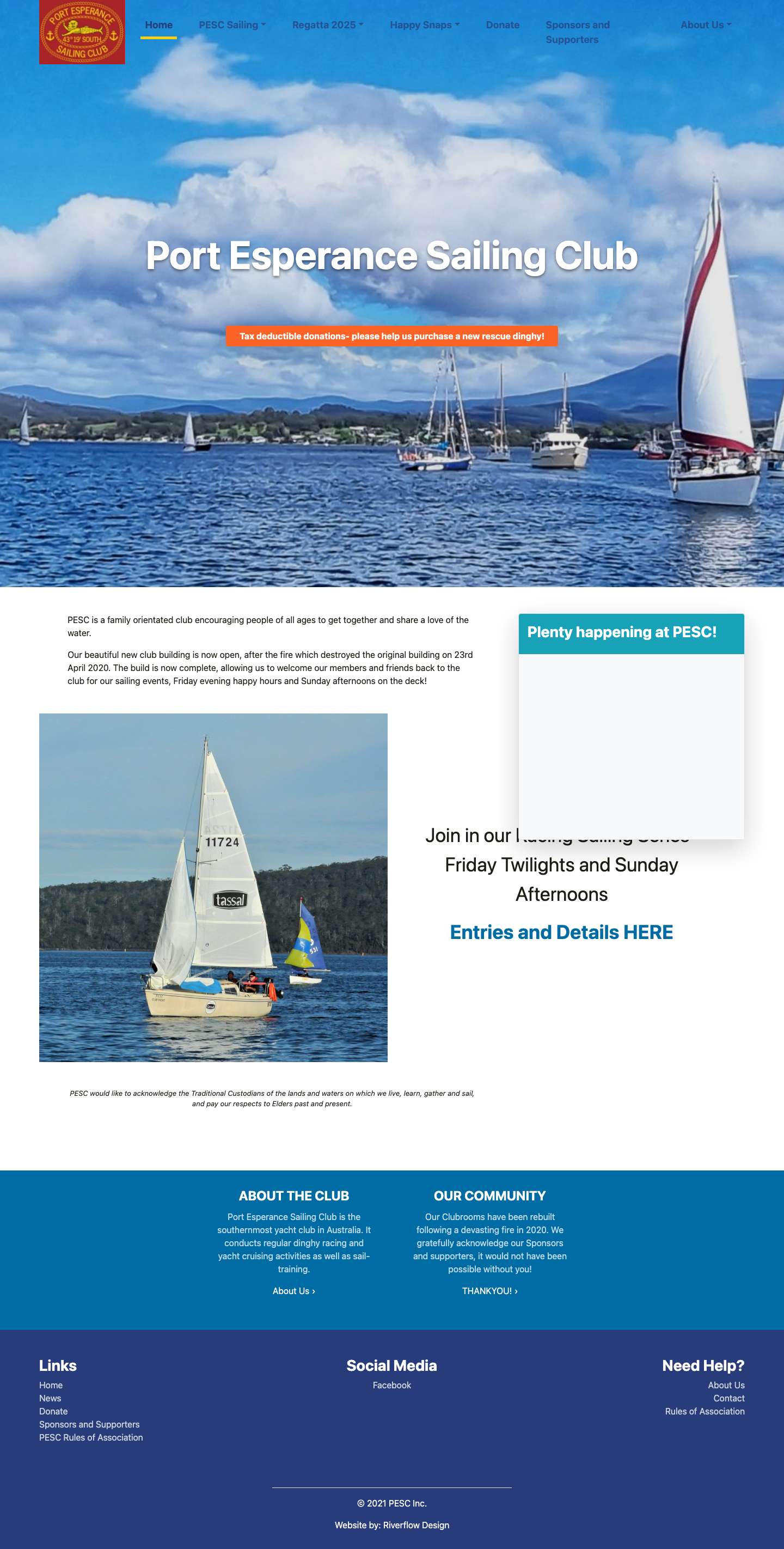 Port Esperance Sailing Club – Welcome to PESC! Australia's Southernmost Sailing Club - Full Screenshot