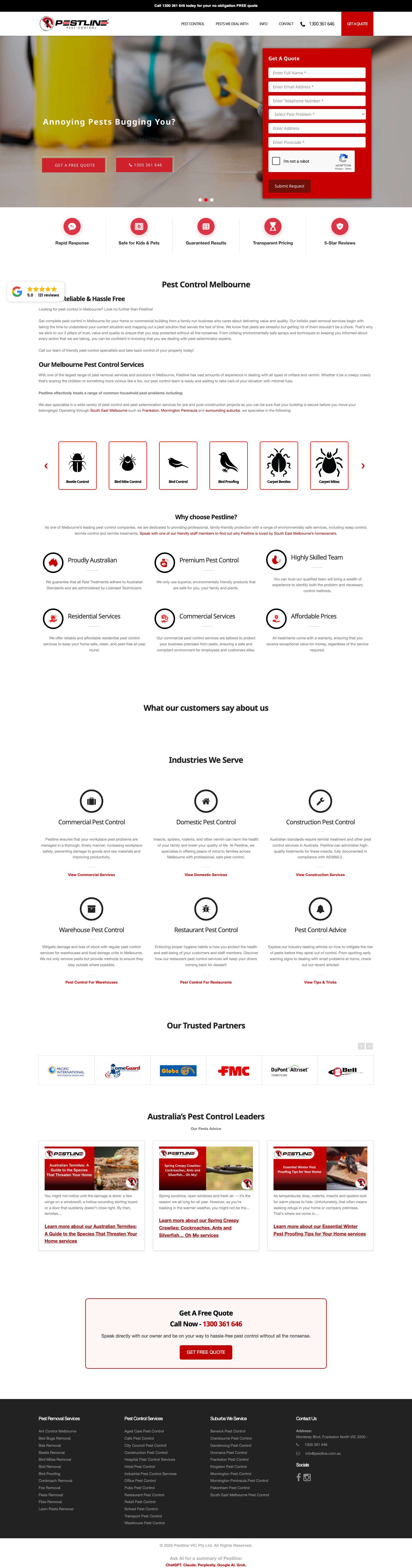 Melbourne Pest Control | 100% Hassle-Free | Pestline - Full Screenshot