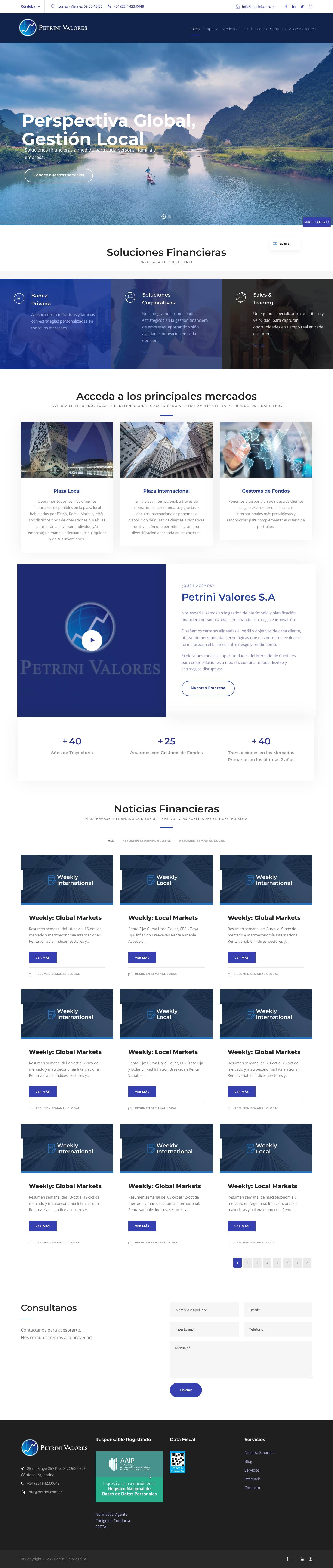 Petrini Valores – Agente de Liquidación y Compensación Propio y Agente de Negociación (ALYC y AN Propio) inscripto en la Comisión Nacional de Valores con el número 85. - Full Screenshot