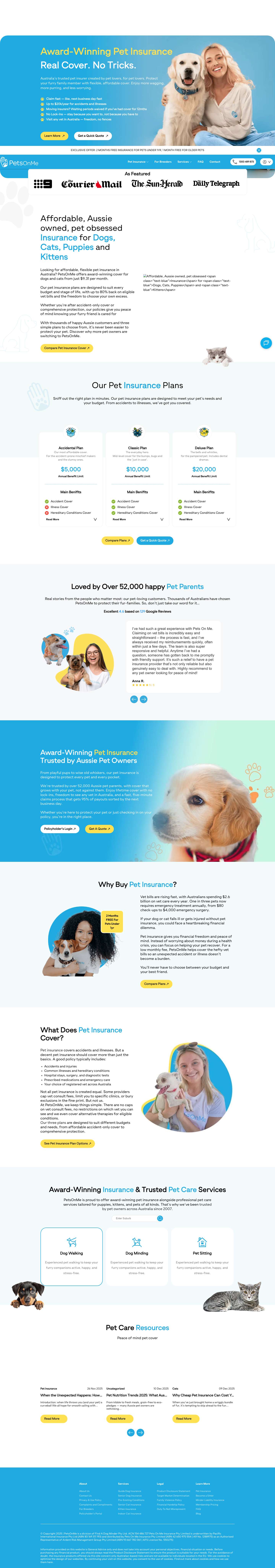 Pet Insurance in Australia | Award-Winning Cover | PetsOnMe - Full Screenshot